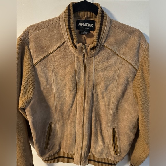 80’s Leather Knit Bomber Jacket Stranger Things Made in Korea Preppy Streetwear - Picture 6 of 11